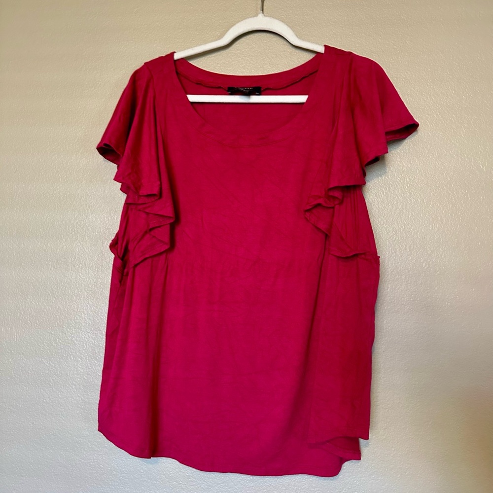 Karen Kane Plus Size Short Flouncy Ruffle Sleeve Top